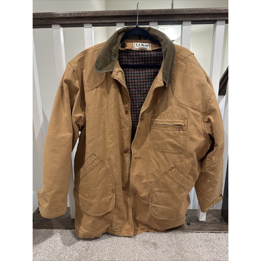 Vintage L.L Bean Original Field Coat Brown Canvas Flannel Lined Chore Jacket XL
